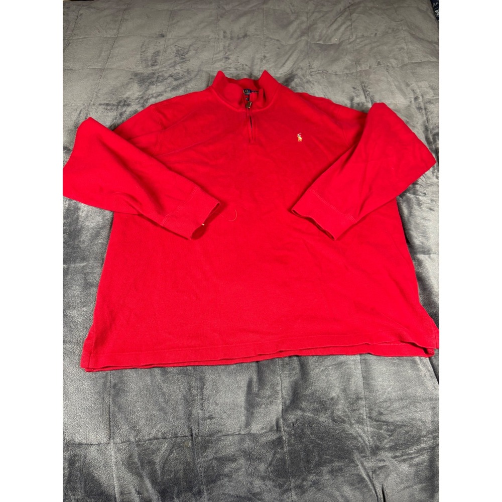 Polo Ralph Lauren Mens Estate Rib 1/4‎ Zip Pullover Red XL Extra Large